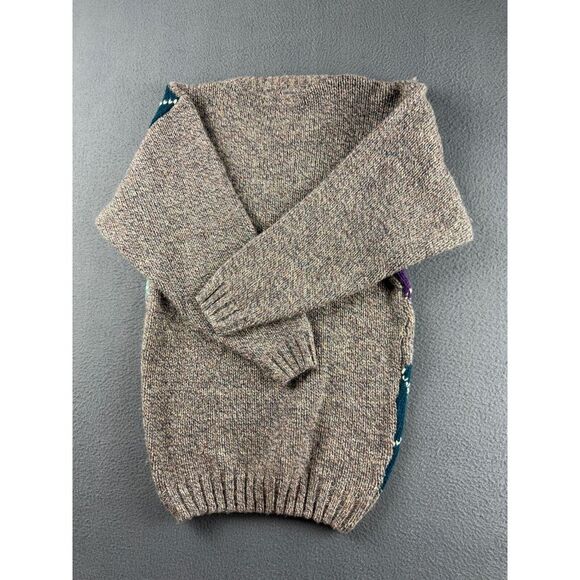 Antartex Sweater Men's S Gray Argyle Diamond Wool Jumper Fisherman Vintage - Picture 3 of 12